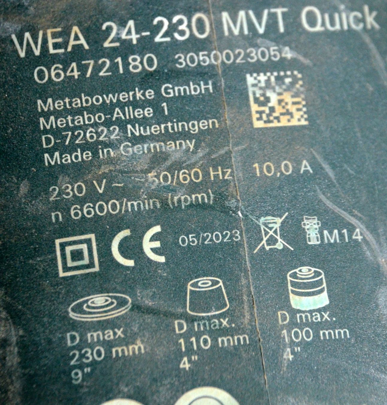 Smerigliatrici & Lucidatrici: Metabo WEA 24-230 MVT Quick Winkelschleifer Meuleuse d'angle – Usato da Collonges venduto da arashee 4