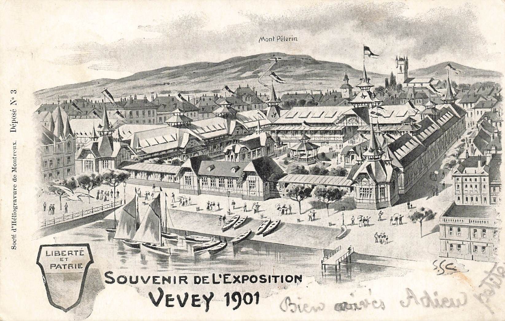 Cartoline postali: Souvenir exposition Vevey 1901 – Usato da Biasca venduto da Blenio71