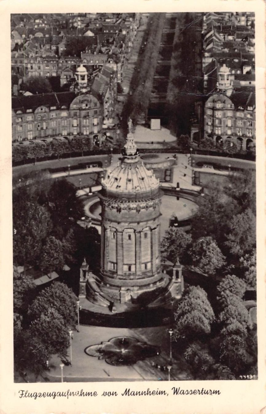 Cartoline postali: Gruss aus MANNHEIM - Flugaufnahme Wasserturm – Usato da Winterthur venduto da SchatzchischtliWinti