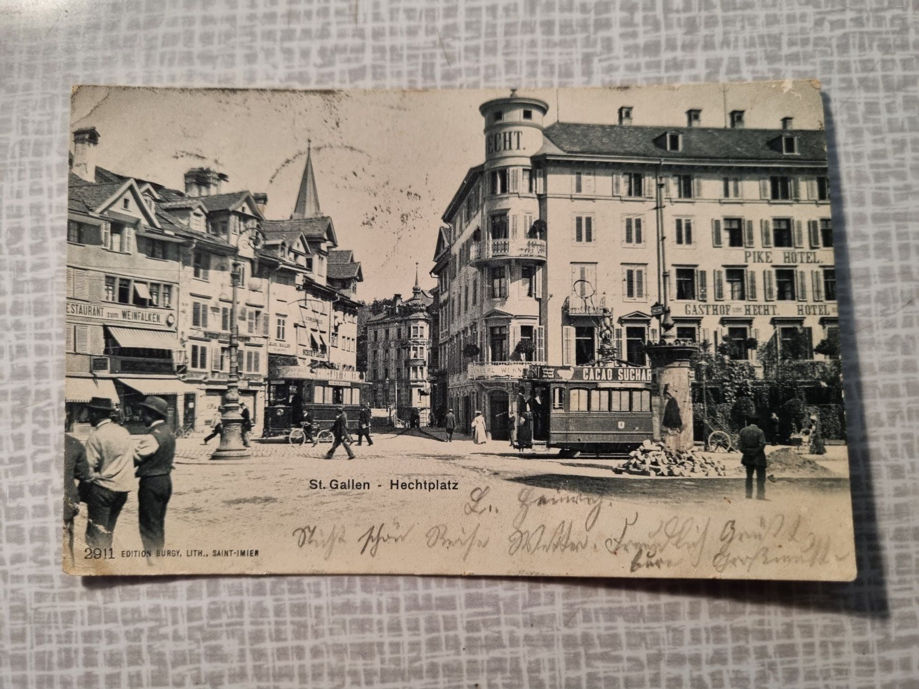 Ansichtskarten: Ansichtskarte St. Gallen Hechtplatz 1903 – Gebraucht aus Trachslau von pos_8htb