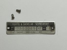 Sachs 503/AL Motorenplakette, Mofa/Töffli