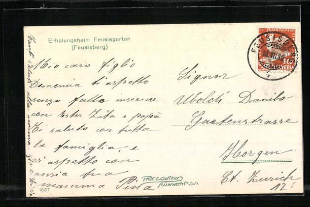Cartoline postali: Feusisberg, Hotel und Erholungsheim Feus – Usato da Berlin venduto da bartko-reher 1