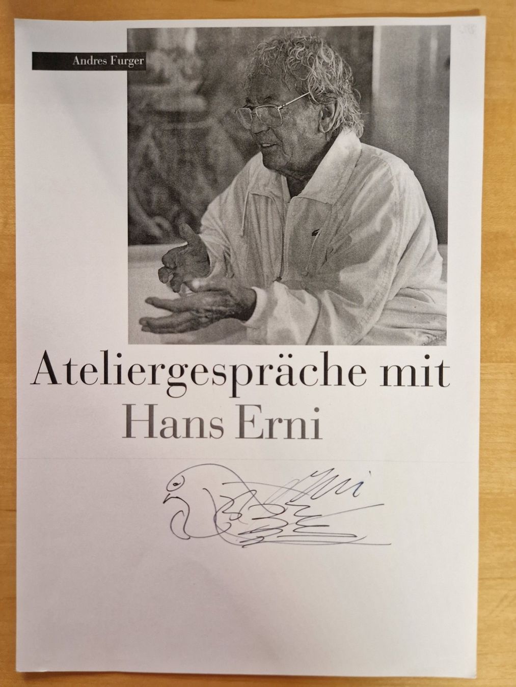 Autogramme: Hans Erni, Original Autogramm mit Taube – Gebraucht aus Salmsach von aacs65