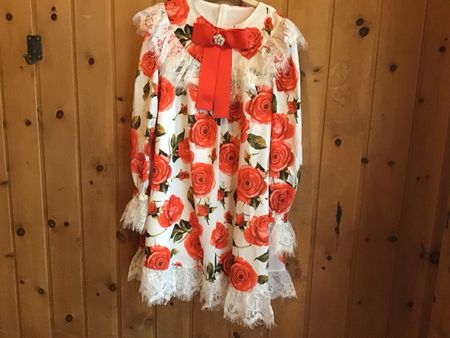 Kleid mit Rosenmuster und Spitze Grösse 4/5 und 8/9 Neu