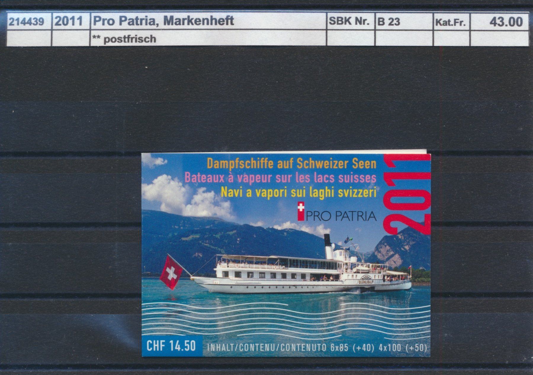 Alle Briefmarken: 2011 Pro Patria, Markenheftchen, ** postfrisch – Neu (gemäss Beschreibung) aus Winterthur von Zupogeru