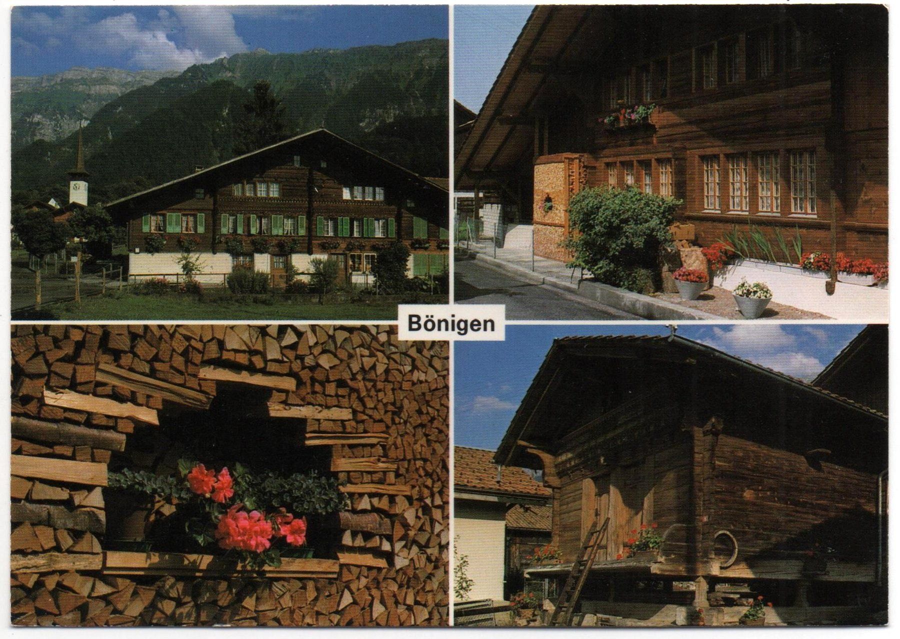 Cartoline postali: 4-Bild-AK BÖNIGEN alter Dorfteil – Usato da Jona venduto da philajona