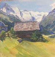 M.Leroy -Berglandschaft Aquarell SIGNIERT