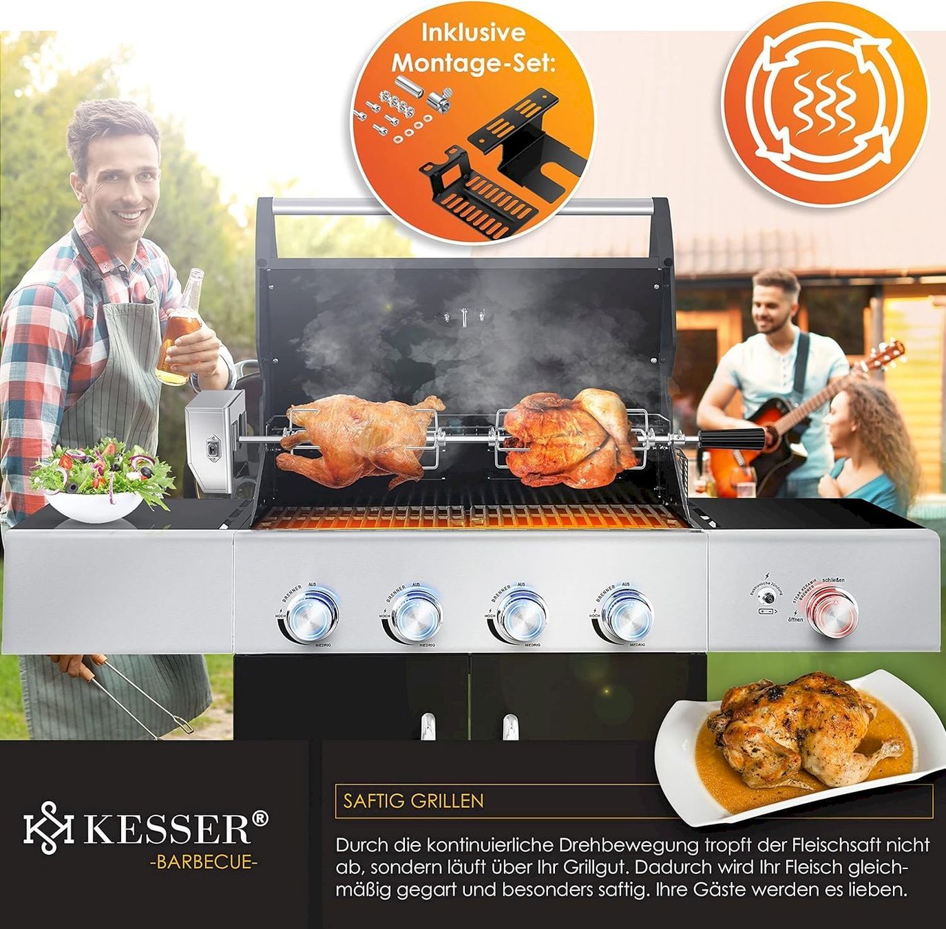 Grillzubehör: Motor-Grillspieß Set Edelstahl BBQ 116cm – Neu und originalverpackt aus Bottighofen von zaap 2