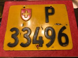 Nummernschild PTT Mofa ausrangiert P 33496