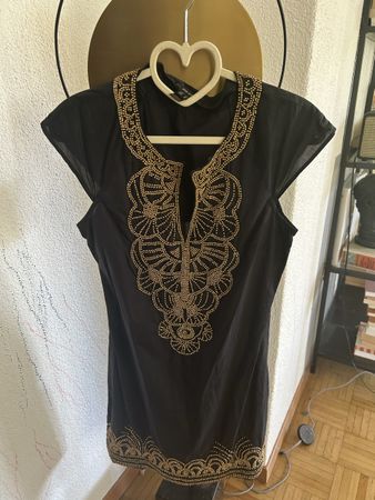 MNG SUIT Schwarz Sommerkleid mit Gold Verzierung Gr. S