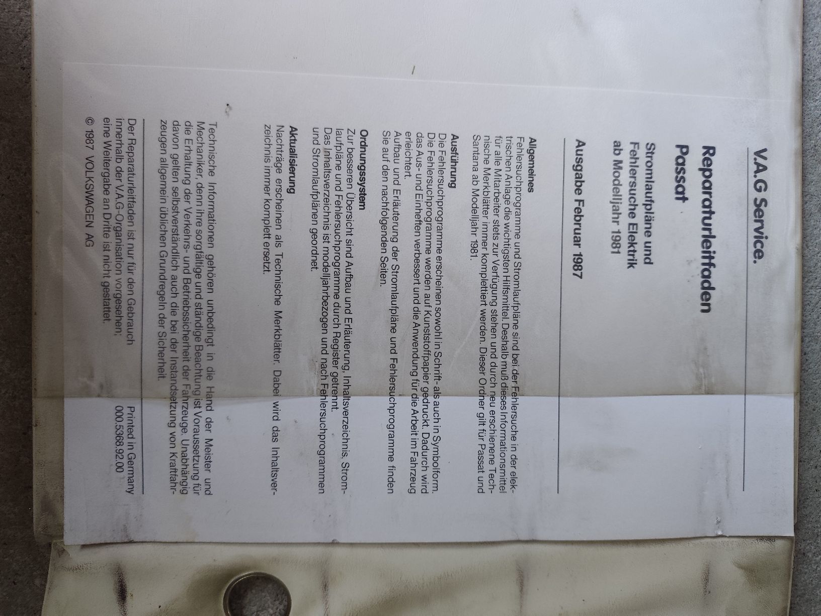 Bücher: Werkstatthandbuch VW Passat 1981 Stromlaufpläne  – Gebraucht aus Rebstein von andi322 1
