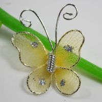 Papillon métal + nylon 3cm JAUNE