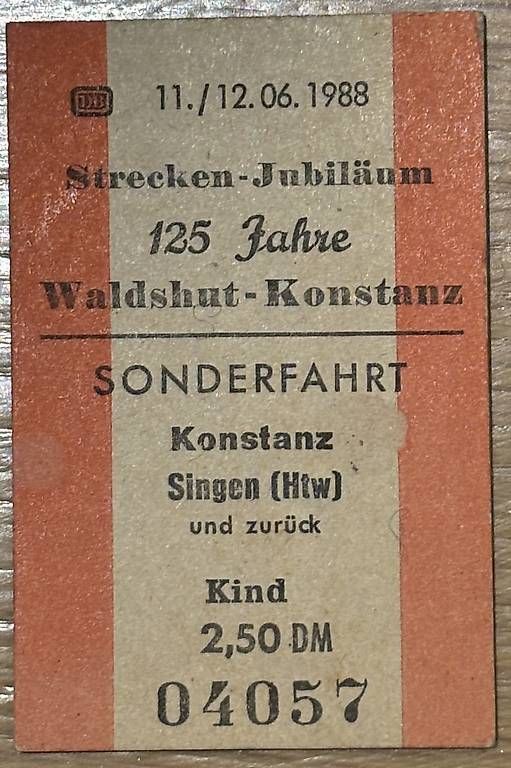 Biglietti: Zugticket: Strecken-Jubiläum Waldshut-Singen – Usato da Adliswil venduto da Heimite