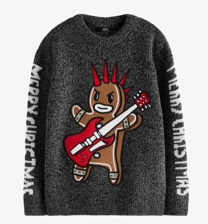 Rockiger Weihnachtspullover, Gr.158 (gross), NEXT - wie neu!