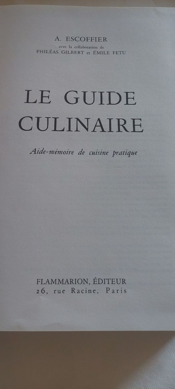 Libri: ESCOFFIER  Guide culinaire  – Nuovo (secondo la descrizione) da GENEVE venduto da Filou57 5