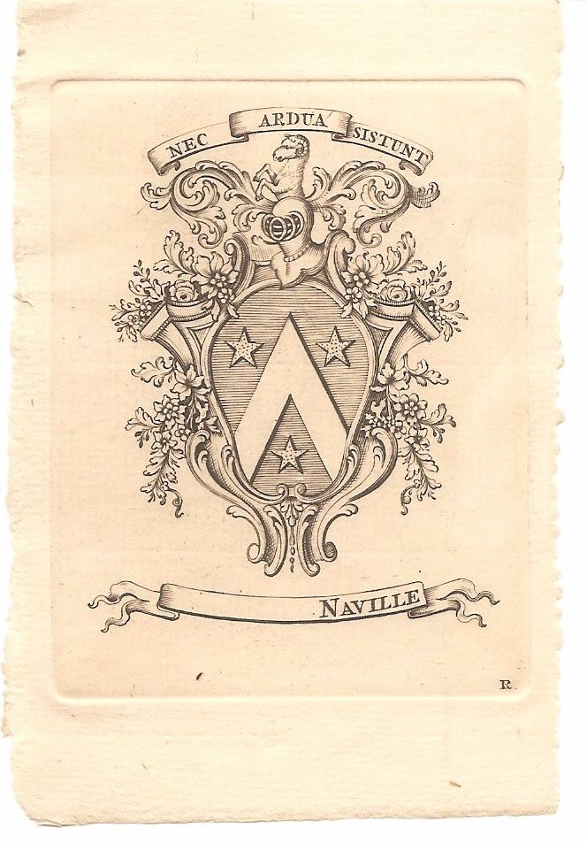 Incisioni: Ex-libris héraldique NAVILLE, Genève. – Usato da Farvagny-le-Grand venduto da OlivierFurrer