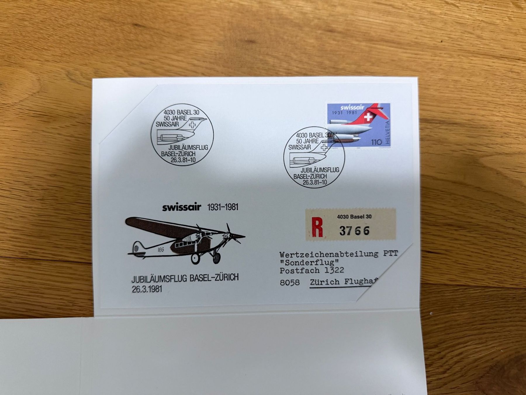 Buste & buste per spedizione: 5 Luftpostkarten, 50 Jahre Jubiläum, 1981, Erni – Usato da Oberhasli venduto da Sicurezza 1