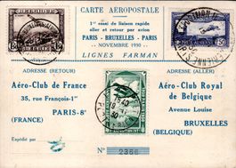 AEROPOSTALE AERO CLUB PARIS BRUXELLES PARIS 1930 - EE13