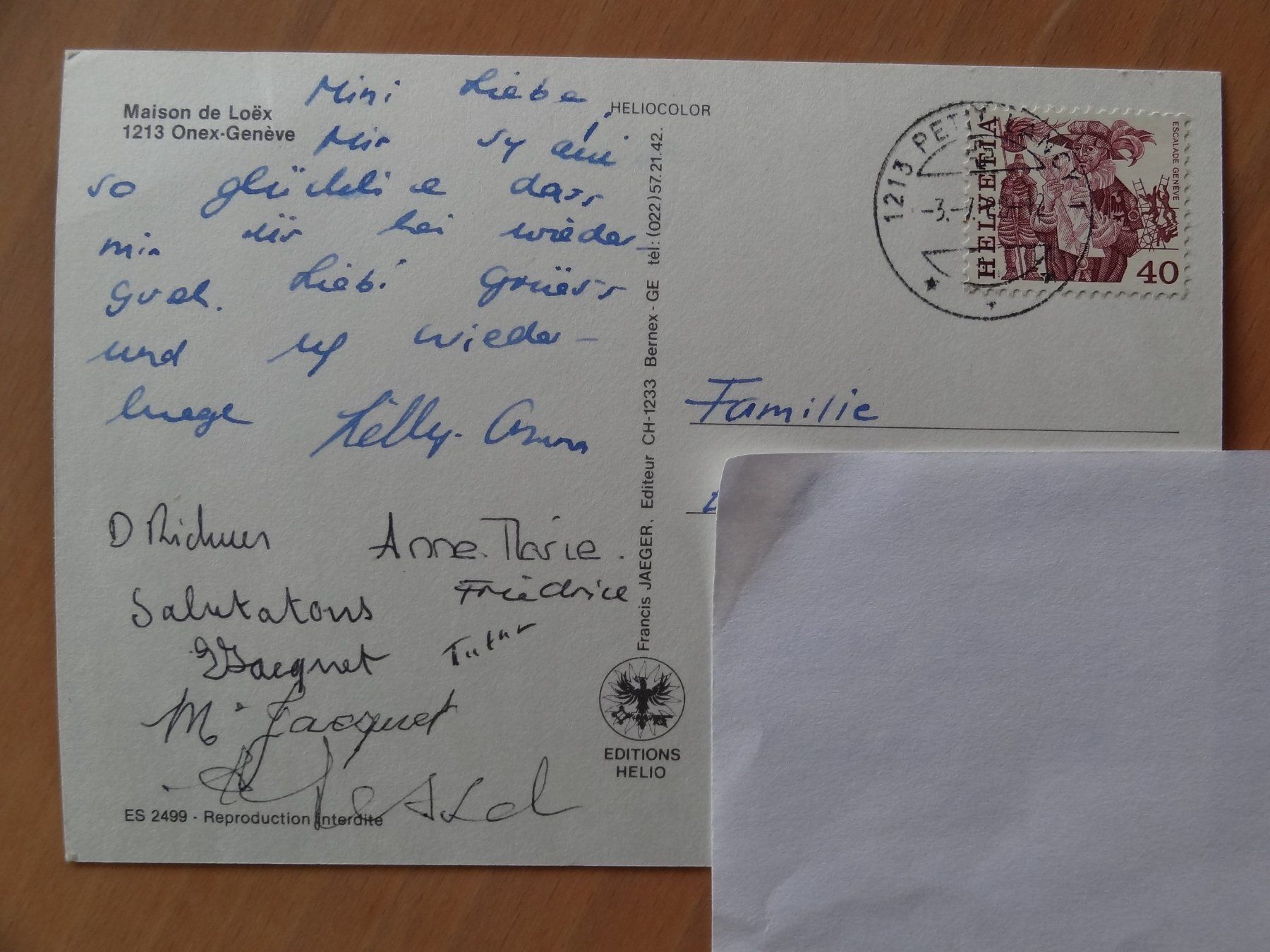 Ansichtskarten: Onex - Genève - Maison de Loëx - 1980 – Gebraucht aus St Léonard von Riglin 1