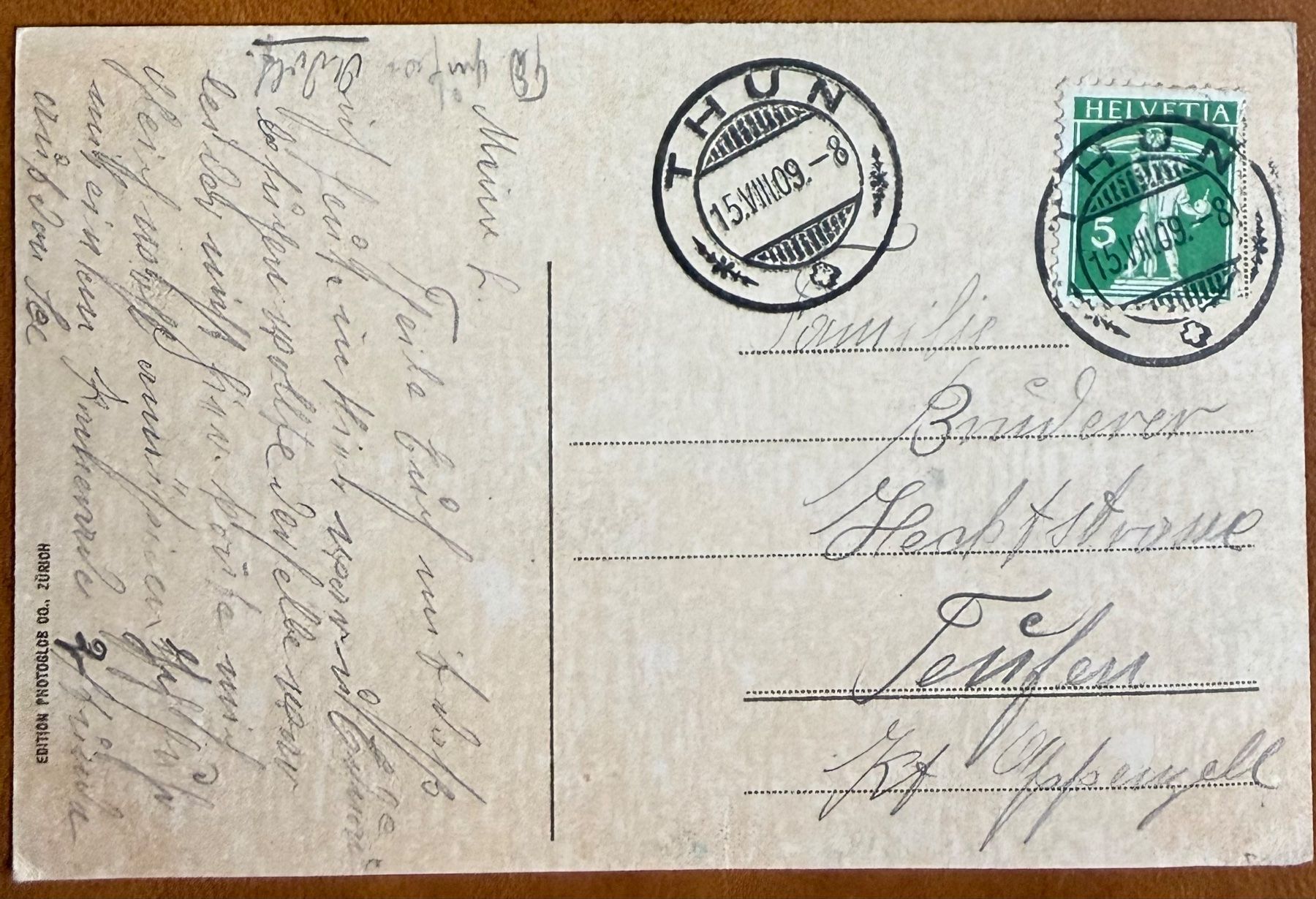 Cartoline postali: Thun - Panorama 1909 – Usato da Lutry venduto da Ediego 1