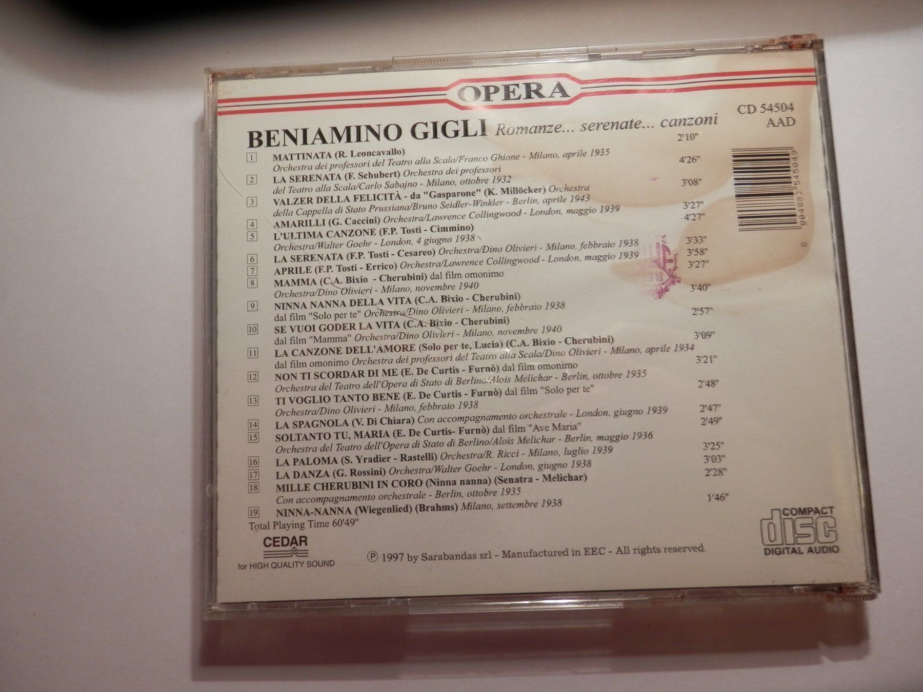 CD: CD Beniamino Gigli Opern – Usato da Weiach venduto da weiach82 1