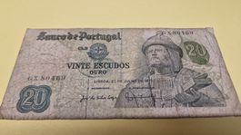 20 Escudos Banknote Portugal, Jahrgang 1971Rarität!