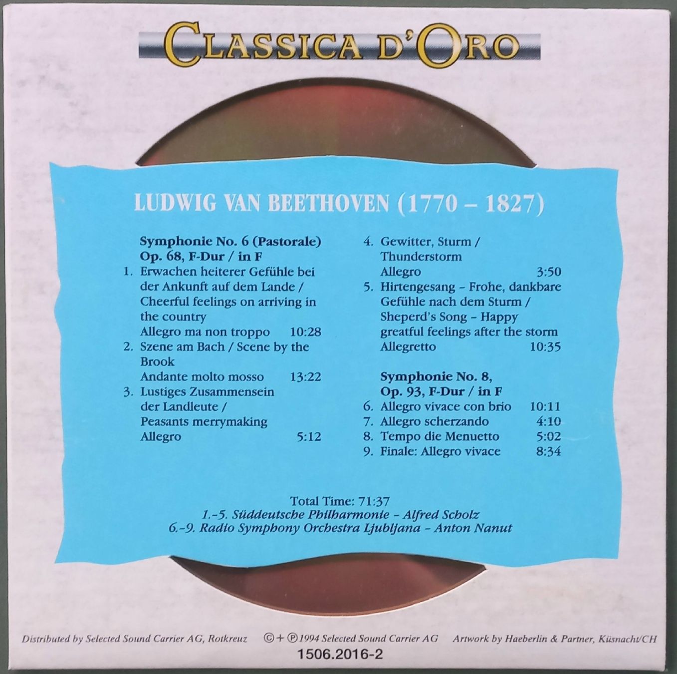 CD: CD - Ludwig van Beethoven - Symphonien 6 & 8 – Usato da Niederuzwil venduto da lubimaja 1