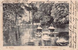 St. Gallen, Partie aus dem Stadtpark, Volière, gelaufen 1904