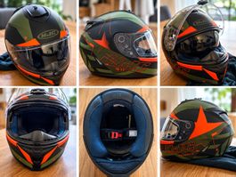 HJC Motorradhelm IS-17 grün orange gebraucht gut erhalten