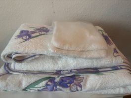Linvosges Schönes Frotté-Set mit Iris-Motiv, 5-teilig, Neu