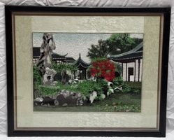 Broderie chinoise sur soie encadrée