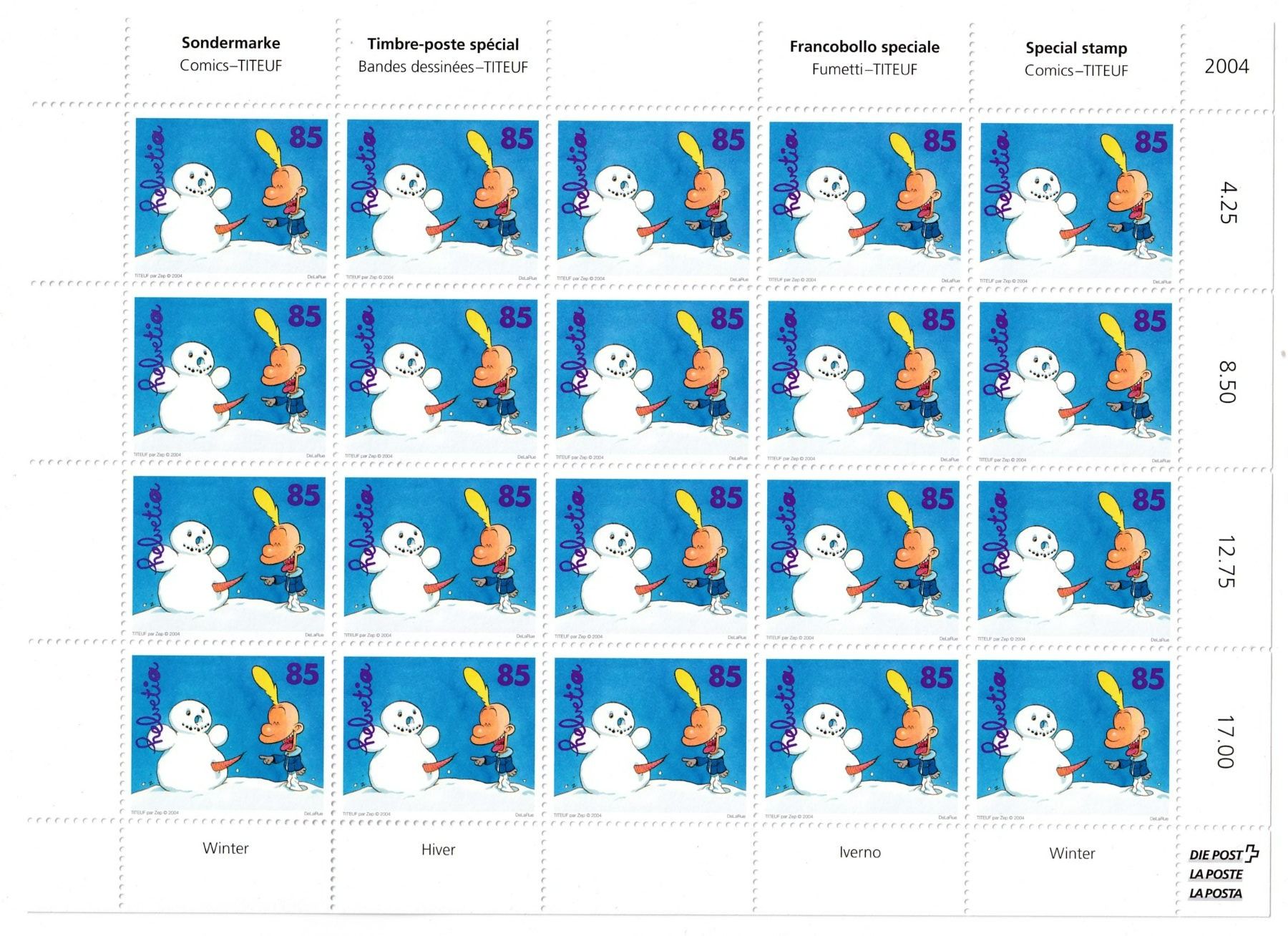 Alle Briefmarken: Sonderblock ** 2004 – Neu (gemäss Beschreibung) aus Neuchâtel von karlpierrino