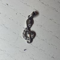 Treble Clef Pendant 925 Silver With Stones Small Size