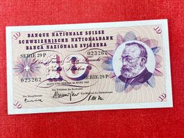 10 Franken Banknote  1963 wenig gebraucht