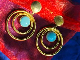 Vintage Ohrring Sixties Kreisförmige Klipse Modeschmuck, 8cm