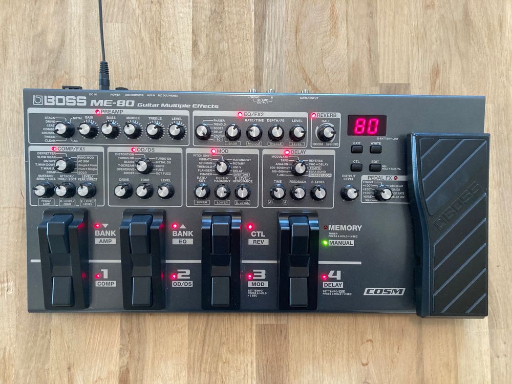 BOSS ME-80 GUITAR MULTIPLE EFFECTS PEDAL POWER SUPPLY (2 METER) ADAPTER UK 9V