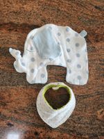 hellblaues Schnufeltuch Elefantenmotiv, Latz, Handmade, neu