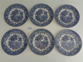 6 Dessertteller - Ironstone England blau