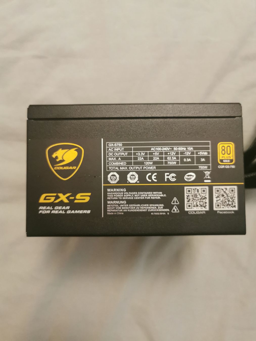 Componenti elettronici: Alimentation Cougar GX-S 750W. – Usato da seigneux venduto da Boyo12 1