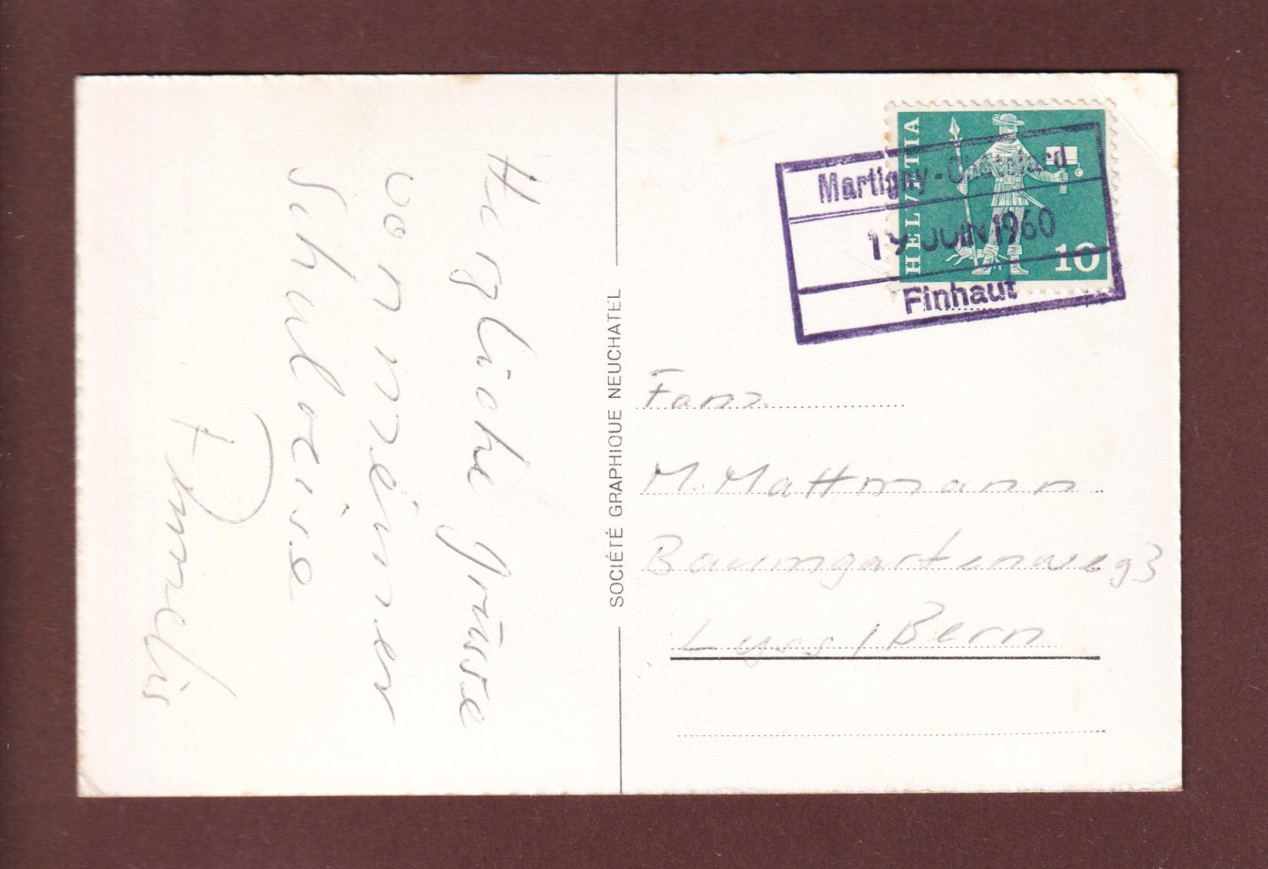 Cartoline postali: FINHAUT - Les Perrons - Train - 1960 – Usato da Pully venduto da nicecards 1