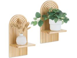 2-Teiliges Wandregal, Kiefernholz Regal, Boho Hängeregal Set