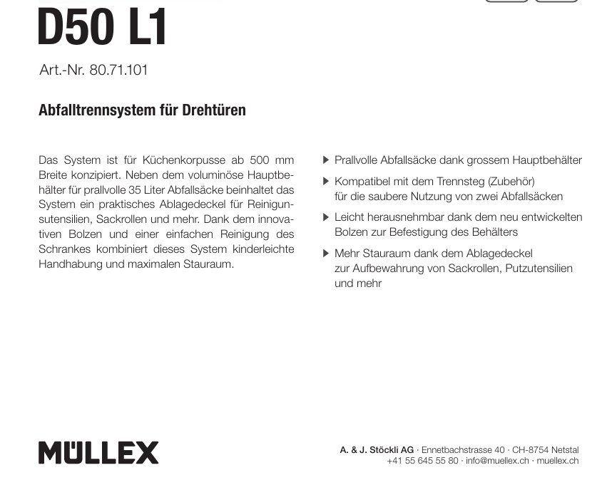 Müllex Cestini per rifiuti: 082 Müllex Abfallsystem D50 L1 – Nuovo (secondo la descrizione) da Derendingen venduto da Meisterstuecke 3