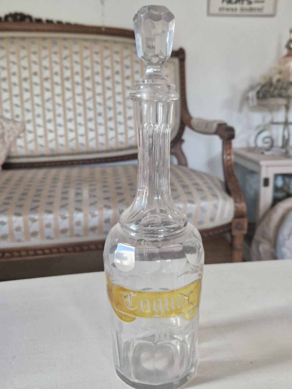 Caraffe: Karaffe Cognac Kristallglas, mit Schliffstopfen, antik – Usato da Degersheim venduto da eli031