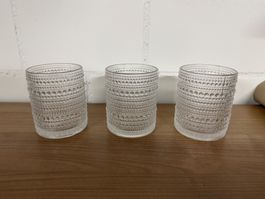 3x Windlicht aus Glas