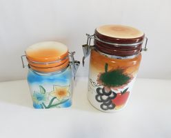 2x Vorratsdosen Keramik Vintage mit Bügelverschluss 1950er