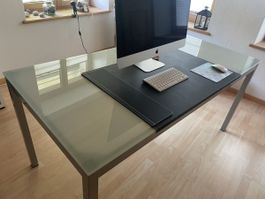 Schreibtisch Glas Metall 160x80cm