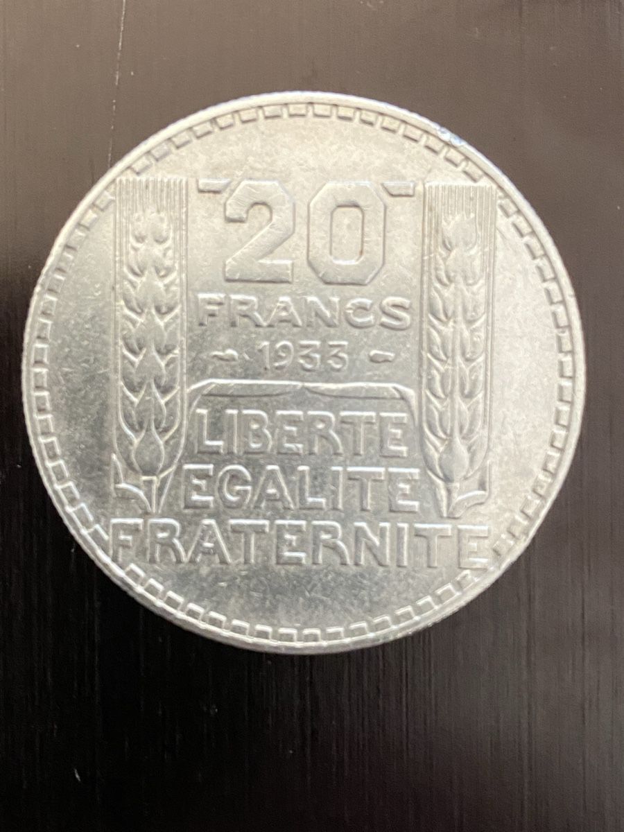Tutti le monete: France, 20 FF 1933 Argent – Usato da Corsier-sur-Vevey venduto da Ginoarturo 1