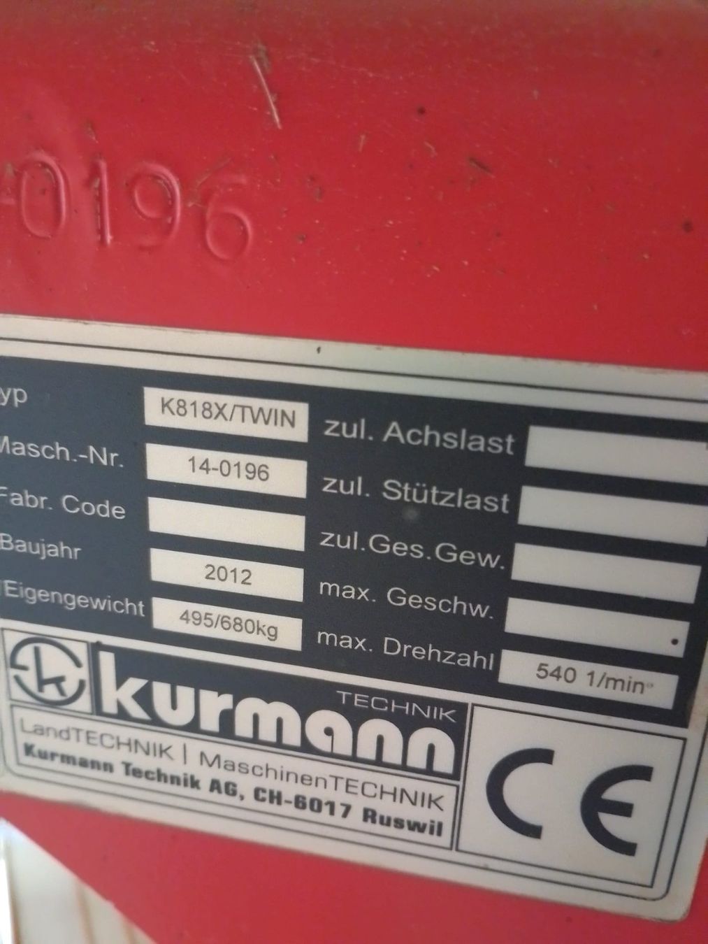 Tutte le macchine: Éclateur Kurmann K818X – Usato da Le Crêt-près-Semsales venduto da himbo1 3