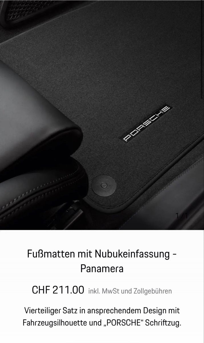 Porsche Teppiche / Matten: Fussmatten Porsche Panamera Original – Neu und originalverpackt aus Trogen von East-Z