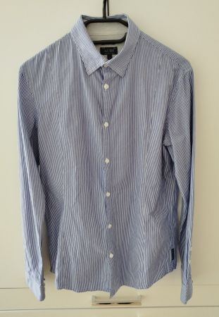 Armani Jeans Hemd blau/weiss Karo Gr. L Slimfit